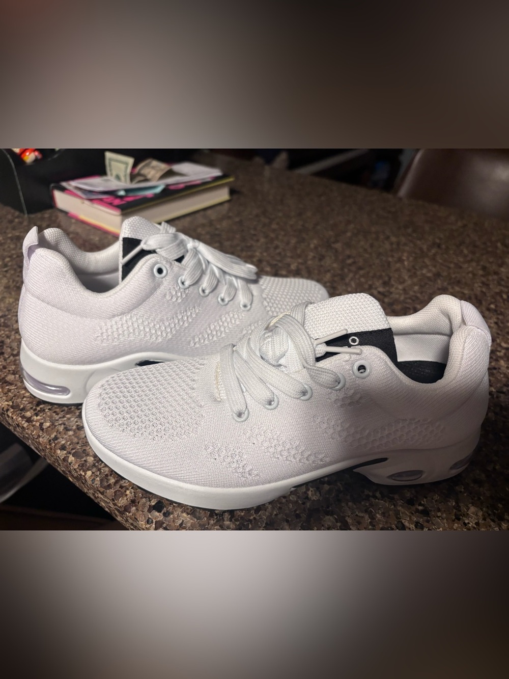 Women’s White Knit Lace-Up Athletic Sneakers